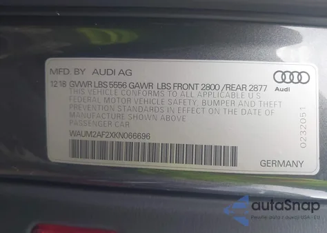 2019 Audi A6 55 Premium z USA, uszkodzony, nr VIN WAUM2AF2XKN066696